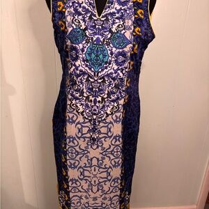 Elegant Blue and Yellow Patterned Kurta style dress